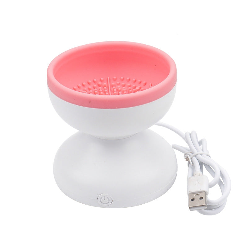 White electric makeup brush cleaner with USB cable